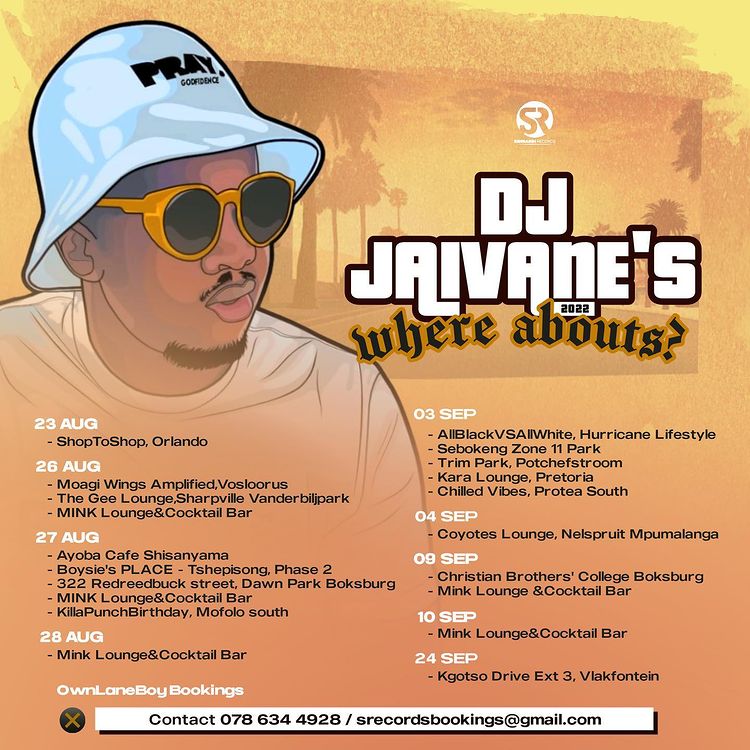 DJ Jaivane Gig Guide For Aug - Sept 2022